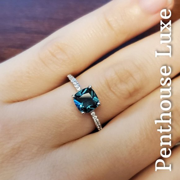 Peacock Blue Topaz Silver Ring - Picture 5 of 7